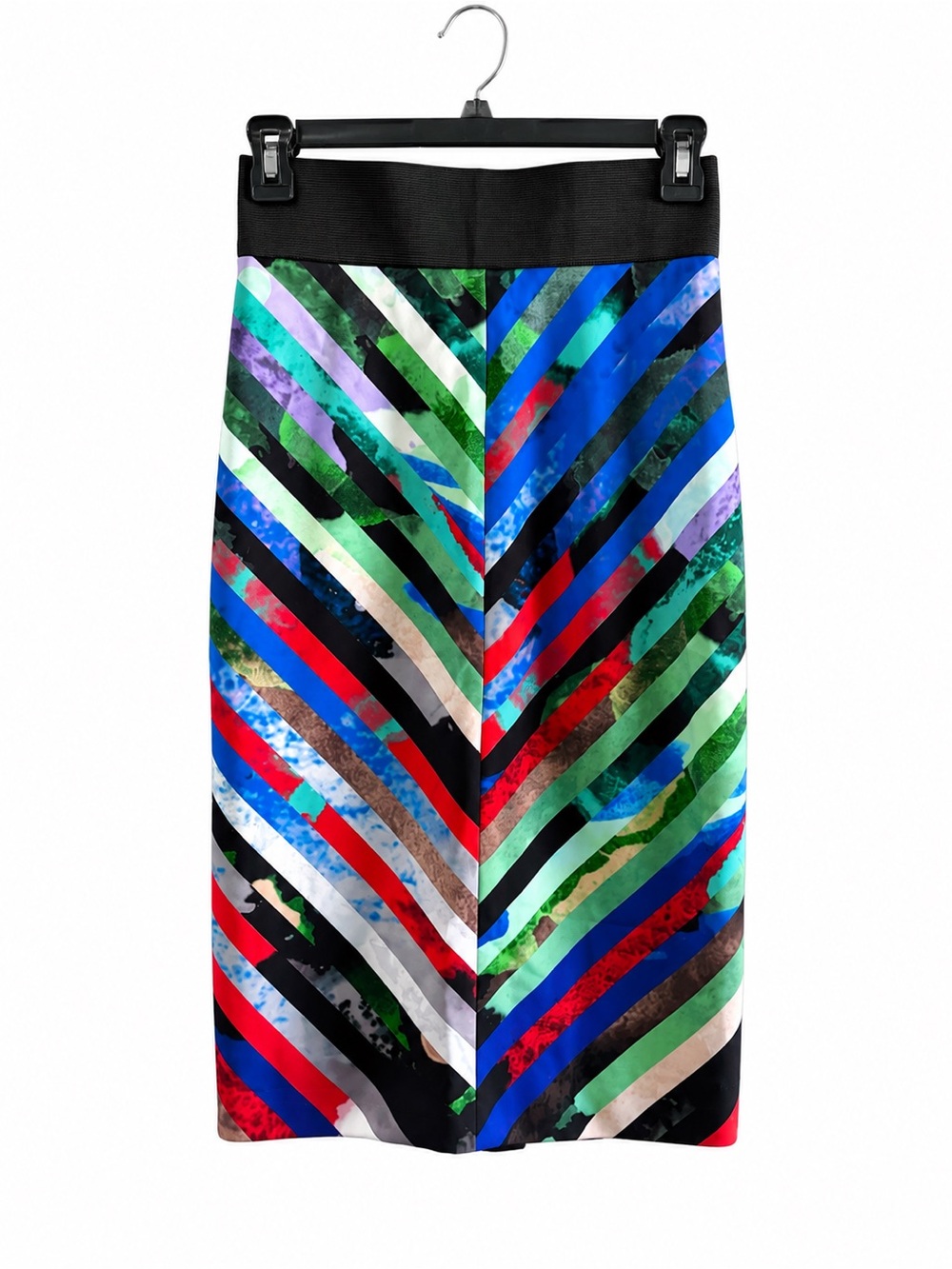 Milly Mirage Striped Mitered Midi Pencil Skirt Multicolor Size 0